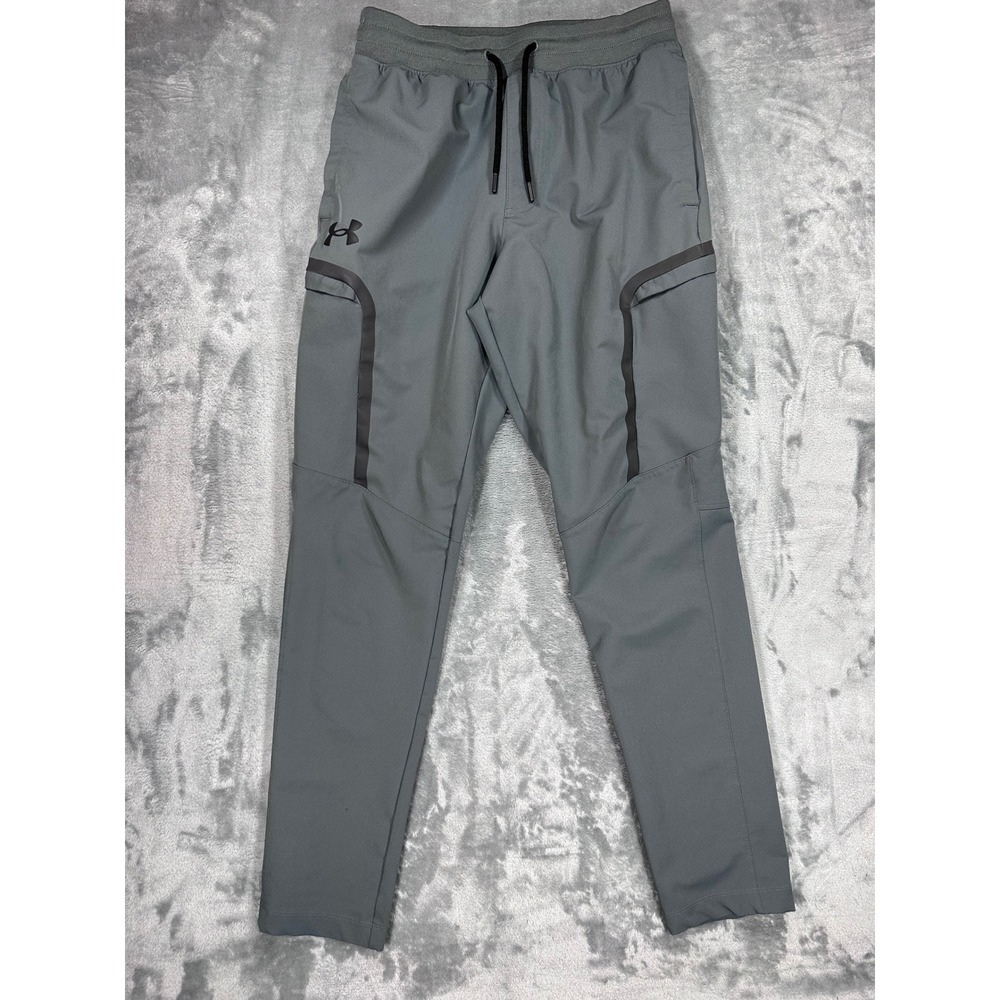 Under Armour Mens Gray Cargo Jogger Pants Stretch Training Hiking Size Medium